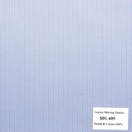 S01.409 - Sơmi Cotton & Modal - Xanh Dương Sọc